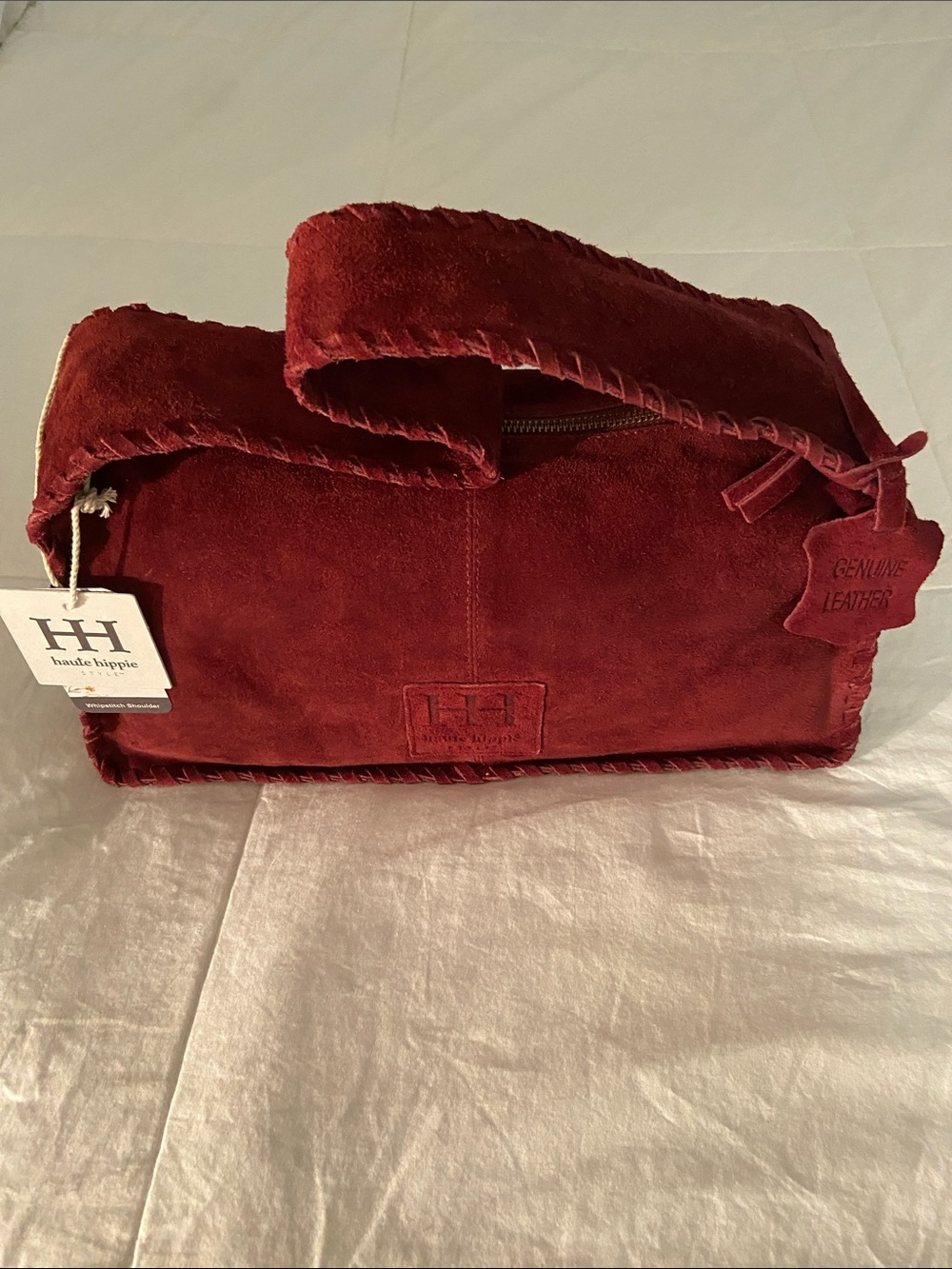 Haute Hippie Wine Suede Braided-Handle Shoulder Bag - Picture 11 of 11